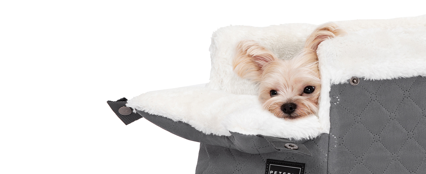 Автокрісло для собак PETSFIT - середньою консоллю, для маленьких собак до 4 кг, сірий колір