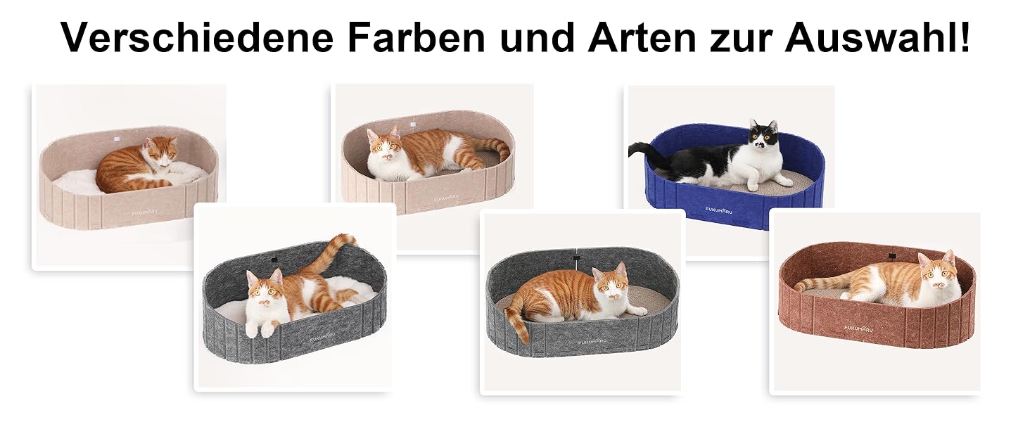 Ліжко для котів FUKUMARU, сіре овальне ліжко-диван з м'яким штучним хутром, філц, 61 см
