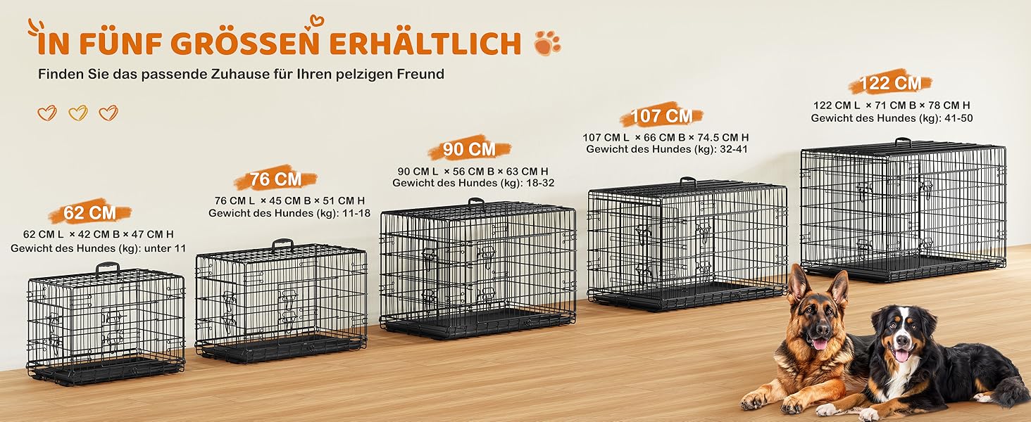 Клітка для собак Yaheetech 122x71x78 см, розкладна з перегородкою, 2 двері, чорна, для дому та транспортування