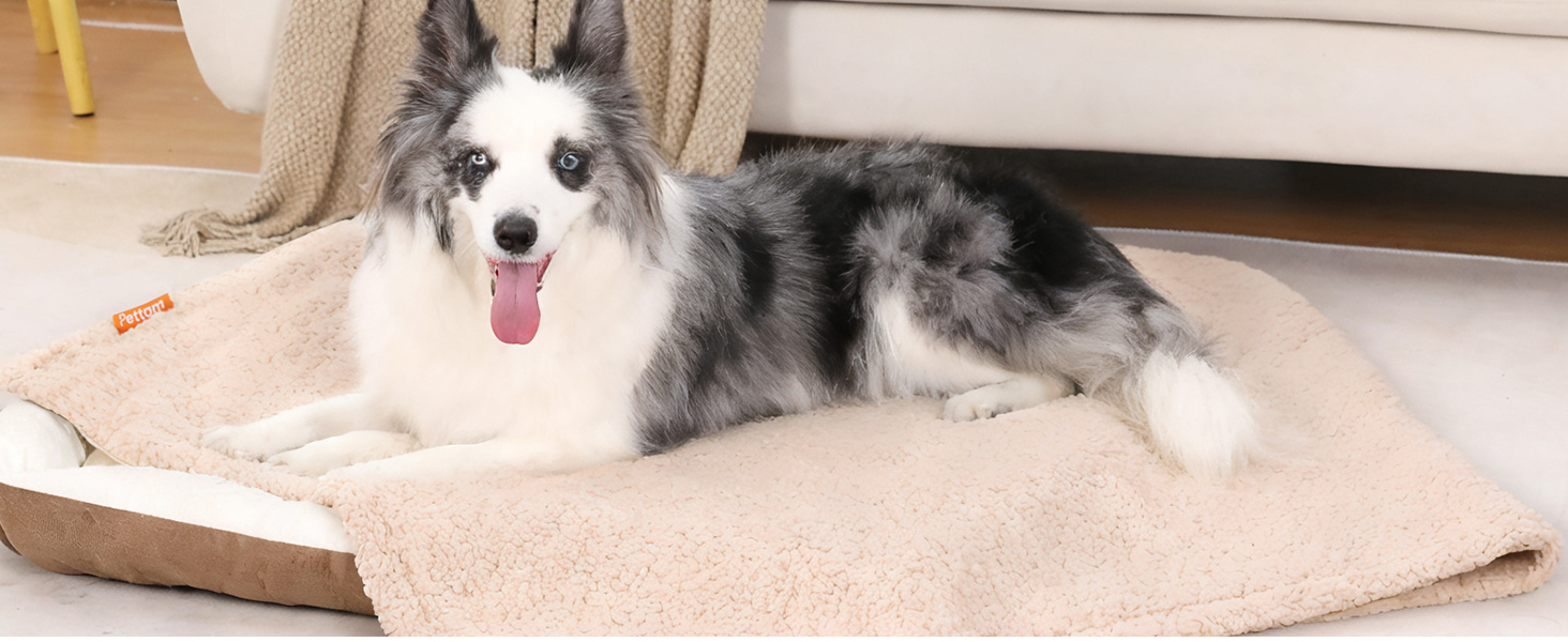 Водонепроникний лежак для собак PETTOM з флісу Sherpa, 127 x 100 см (Колір: Коричневий)