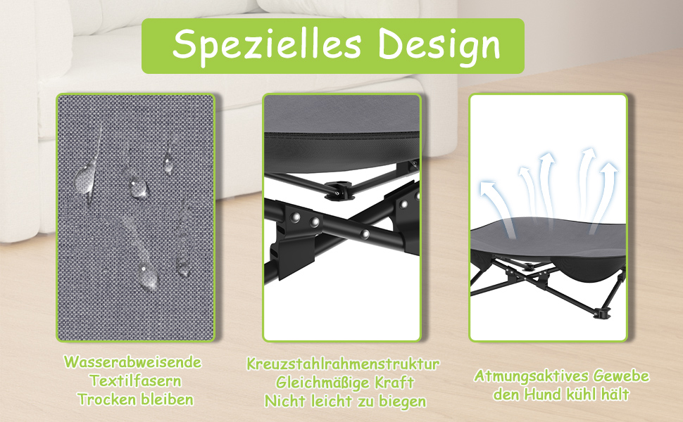 Крісло-ліжко для собак та котів 68x68x21 см, складне, підняте, з дихаючого поліестеру, для дому та саду