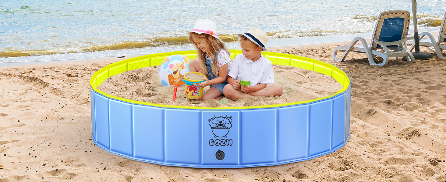 COZII Басейн для собак 160x30 см, складний басейн для великих і малих собак, дитячий басейн, портативна ванна для купання, нековзний ПВХ, з щіткою для купання
