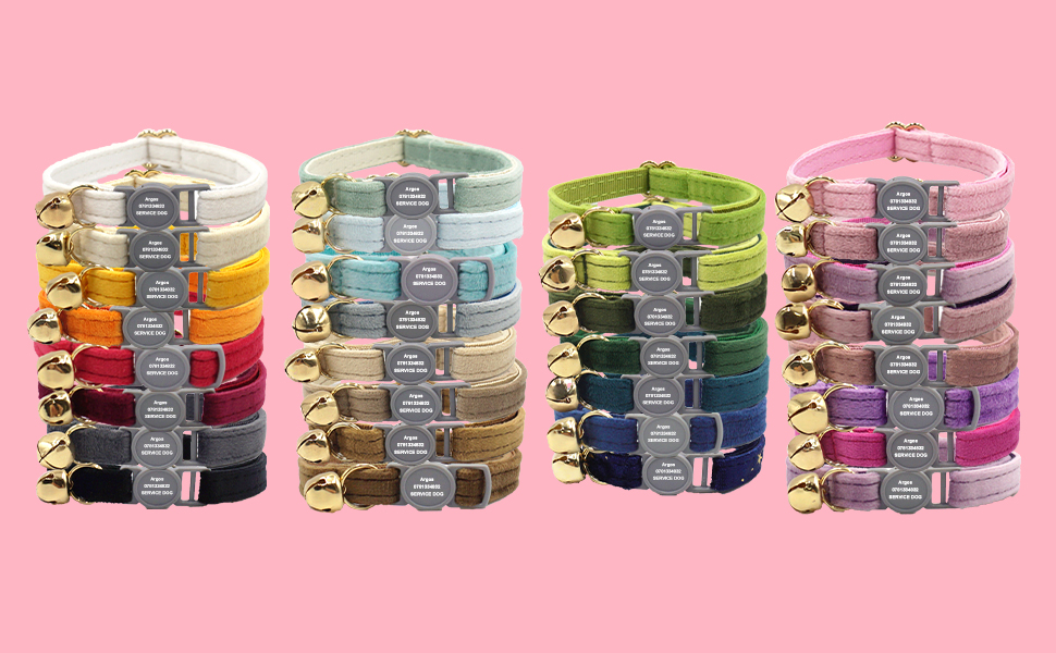 Персоналізоване ошатне нашийник для кота з безпечною застібкою та дзвіночком, нашийник з іменним жетоном та номером телефону, регульований, з велюру, для кошенят