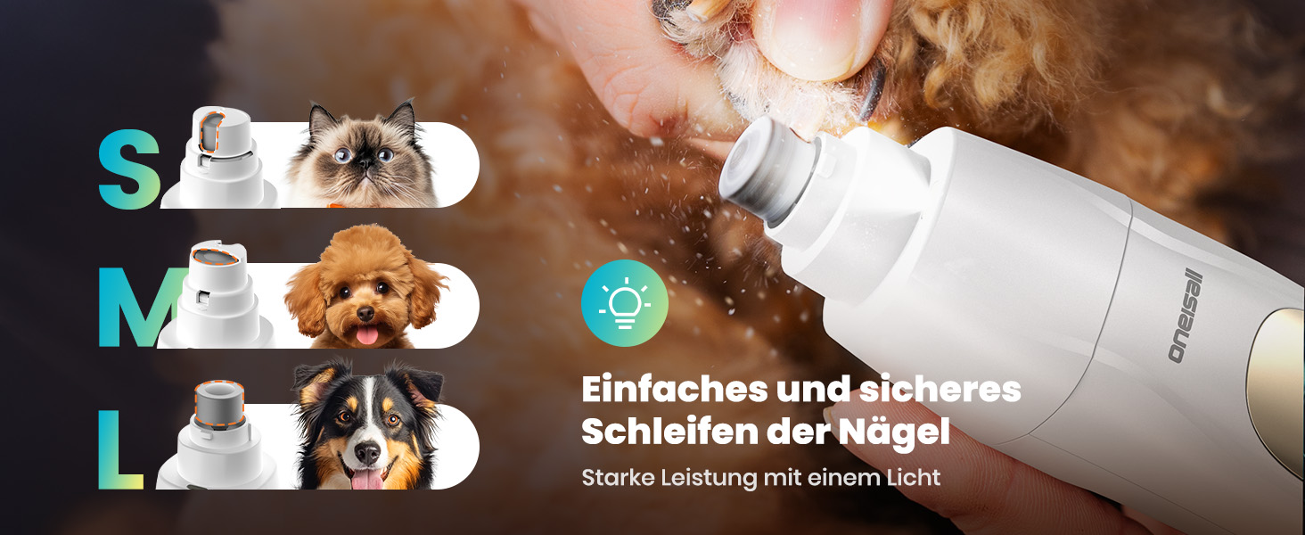 Машинка для стрижки собак і котів oneisall 4-в-1 з LED-підсвічуванням, триммер для лап та точилка для кігтів, акумулятор 2000mAh (біла)