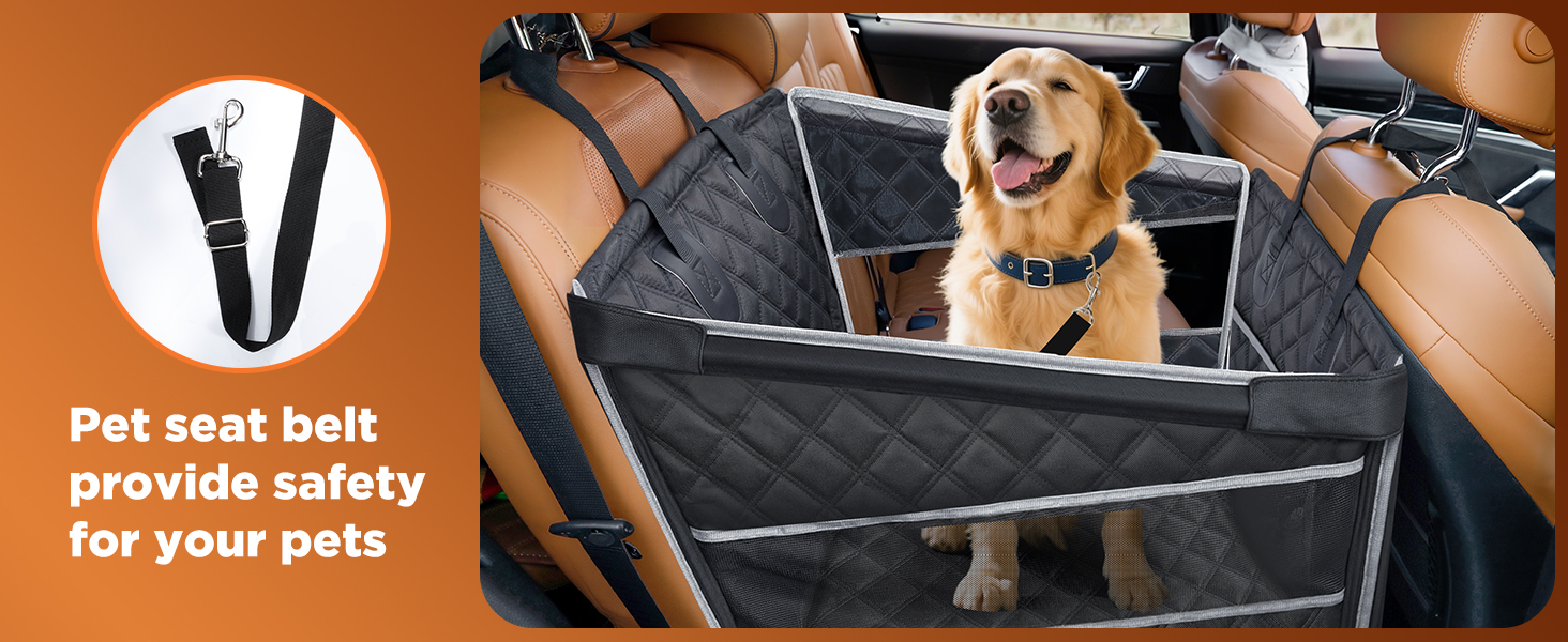 Автокрісло для собак Gimars – стабільне, водонепроникне, для великих та середніх порід, з безпечними ременями та сітчастими віконцями