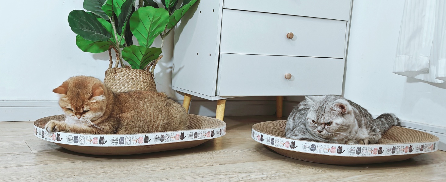 Килимок-подряпування для котів 2 шт., овал, 61 см, з м'якою лежанкою, з картону, для дому