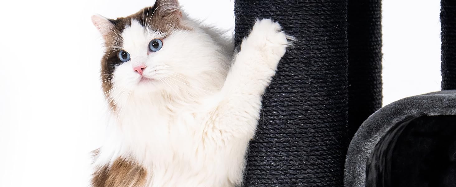 Драбина для котів Petrebels Skyline XXL, 186 см, чорна. Підходить для великих котів, таких як Мейн-кун