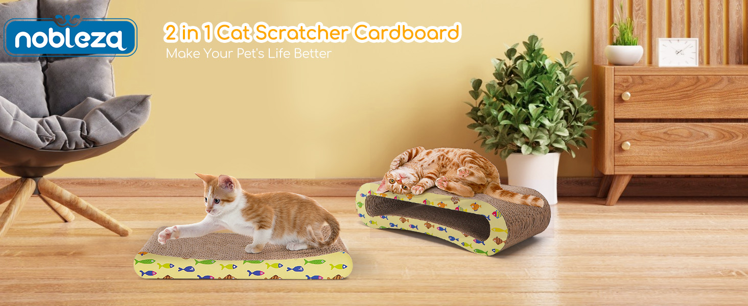 Кігтеточка для котів Nobleza Katze Kratzbrett 2 в 1 з котячою м'ятою, екологічна картонна поверхня, двостороння, 1 шт.