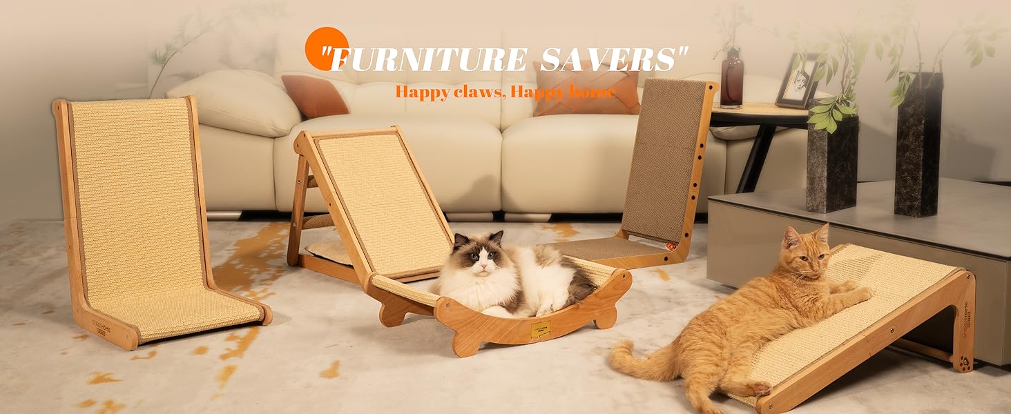 Котячий когтетоп CheerPals L-подібний з сизалю та масиву буку (63см)