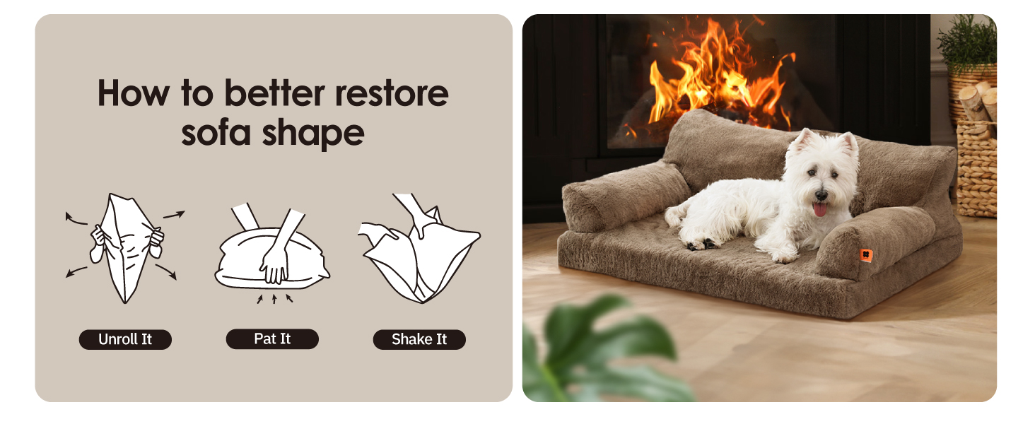 Ортопедичний лежак для собак MeWoofun, середній, водонепроникний, антистресовий плюшевий чохол, 90 x 65 x 30 см (Коричневий, L)