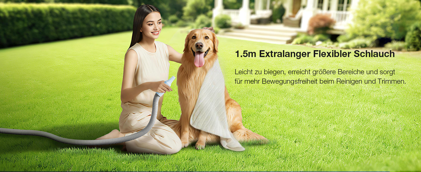 Набір для догляду за тваринами 7-в-1: Шерстьомашина, пилосос для шерсті та фен для собак та котів. Потужність 11000Pa, об'єм контейнера 2.5L, 3 режими потужності та температури. Тиха робота. Колір: блакитний.