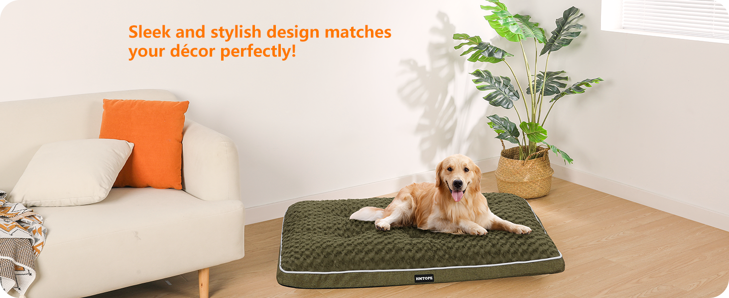 Ортопедичне ліжко для собак, килимок для собак з двоярусним дизайном, миється, знімний кошик для собак, 90 см для маленьких та середніх собак (105 x 69 x 12 см, оливковий)
