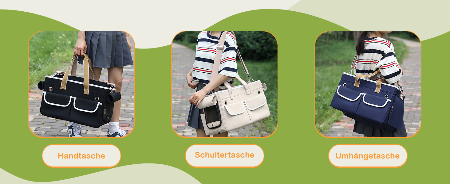 Транспортна переноска для котів та собак ALLSOPETS, складана, портативна, з м'якими кишенями, для подорожей, кемпінгу, хати, Бежева