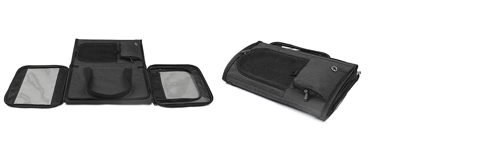 Транспортна переноска для собак та котів (складний бокс) - чорна