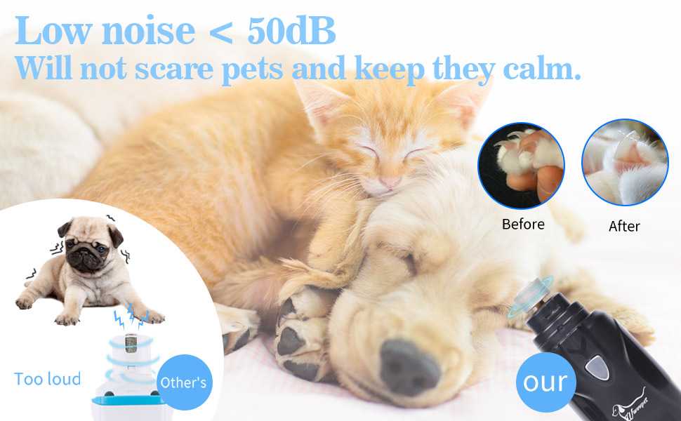 Електричний точило для когтів собак та котів з LED-підсвічуванням та 2 колесами. Безшумний точило для когтів з LED-підсвічуванням. Білий/Чорний.