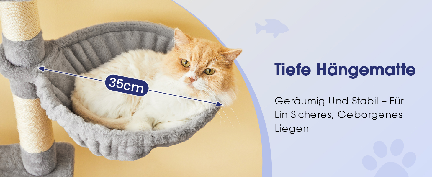 Ігровий комплекс для котів Katzenbaum 139 см, багатоярусний когтеточилка-дерево з гамаком та розширеними платформами, сірий