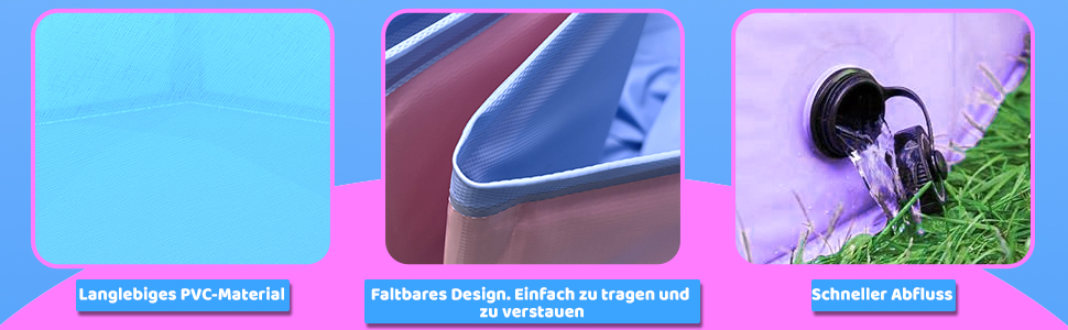 Зручний надувний басейн для собак та дітей, 221 x 30,5 см, рожевий, для дачі та двору