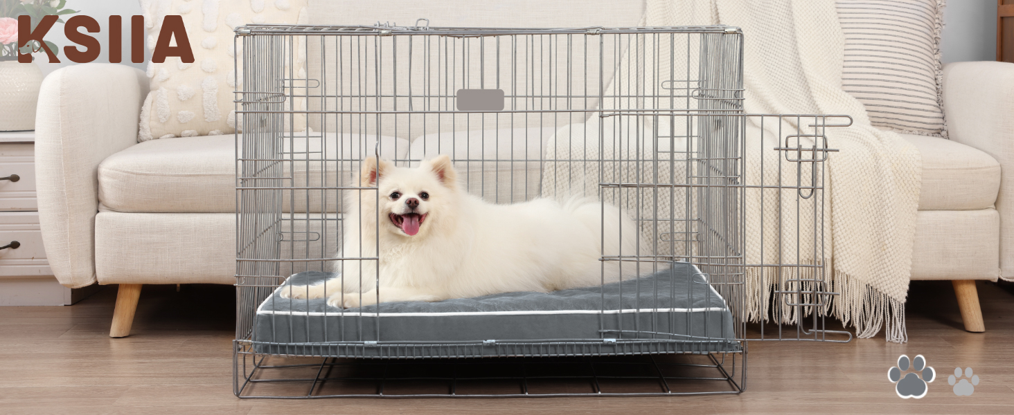 Ортопедичне ліжко для собак середнього розміру KSIIA, 88x55x7 см, знімний, миючий, темно-сірий