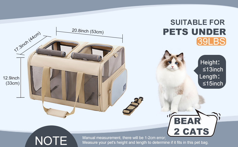 Транспортна сумка PETCUTE для котів середніх розмірів та маленьких собак до 17.5 кг, складана переноска з плечовим ременем та внутрішнім страхувальним шнуром, переноска для котів для подорожей, схвалена авіакомпаніями, темно-сіра