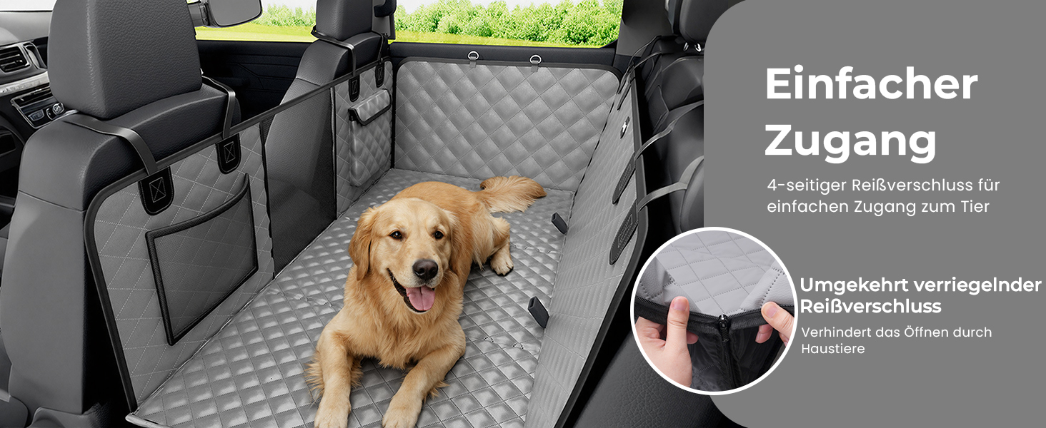 Плед для собак у машину Pecute з жорсткою основою, 133*62 см, сірий XL. Водонепроникний, антикігтунний, 3-в-1 (розширення сидіння, чохол, сітка). Підходить для великих SUV/LKW, до 150 кг.