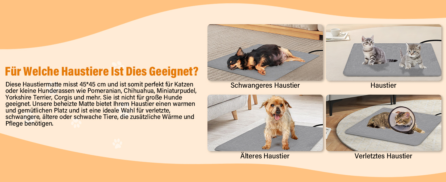 Електрична грілка для котів та собак 45x45 см, 9 рівнів нагріву, таймер 12 годин, з автовимкненням, фланелевий чохол, можна прати