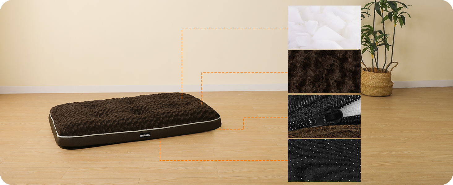 Ортопедичне ліжко для собак, матрац для собак з двошаровим дизайном, миється, знімний кошик для собак, 105 см для середніх собак, коричневий L 105 x B 69 x H 12 см Коричневий