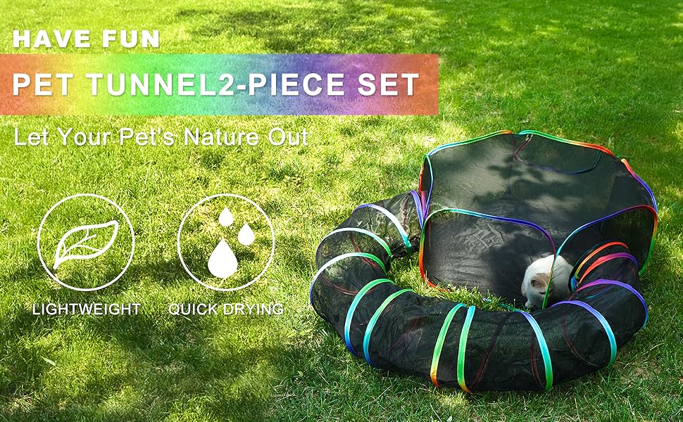 Клітка-тунель для котів DiDiBirDi 2 в 1 на вулицю: тунель та вольєр, портативна клітка для котів, дрібних собак та кроликів