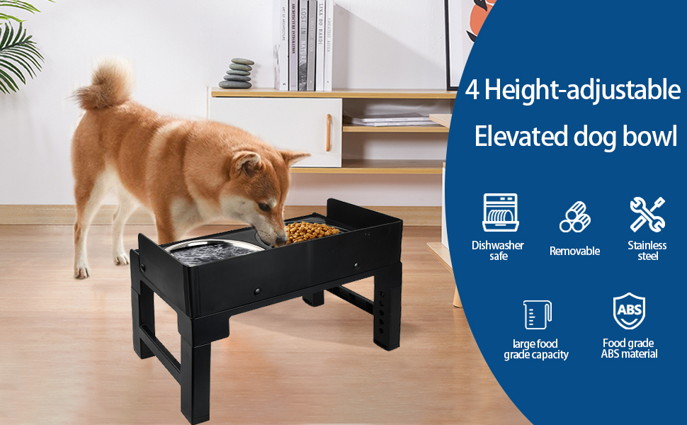 Підвищена годівниця для собак Dokeno, регульована по висоті, велика, для собак великих, середніх та малих порід, миска для повільного годування, не проливаються, стійка для мисок
