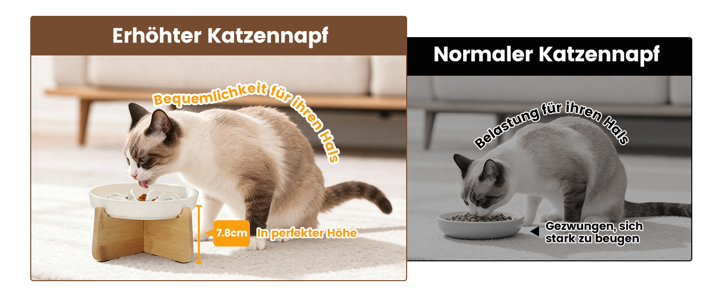 PETTOM Миска для котів протиковзаюча піднята, керамічна миска для котів, повільна годівниця для котів, миска протиковзання для котів та маленьких собак, біла миска + підставка (миска біла-квітка + підставка)