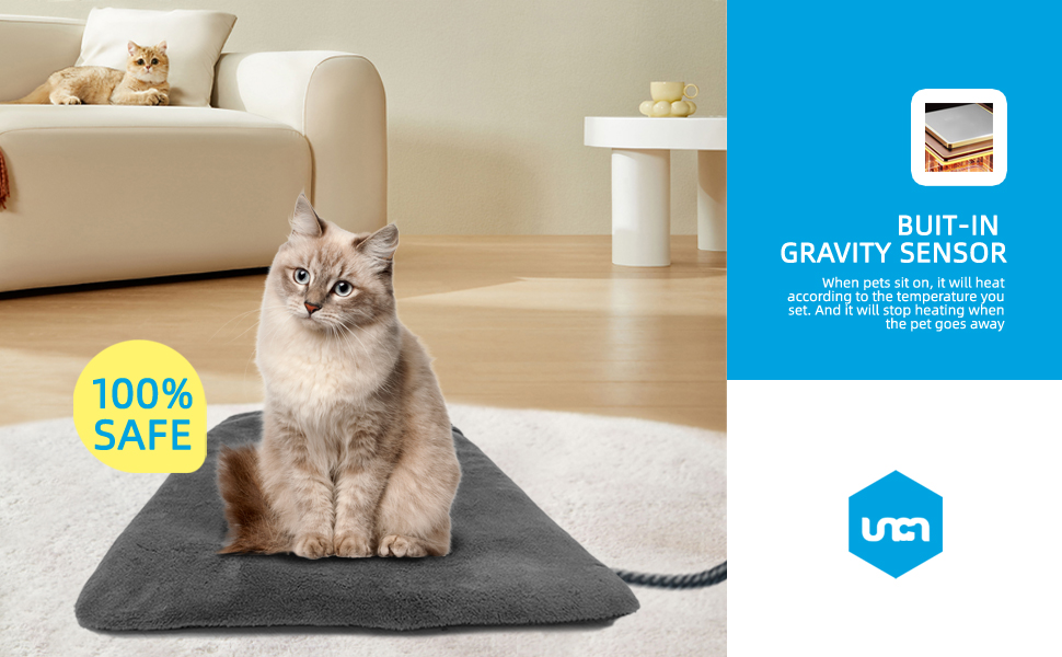 Електричний нагрівальний килимок для собак та котів з регулюванням температури, сірий