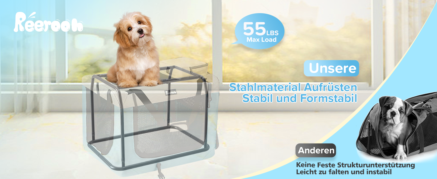 Транспортна переноска для собак та котів XL, 81x58x58 см, складана, з мисками, блакитна