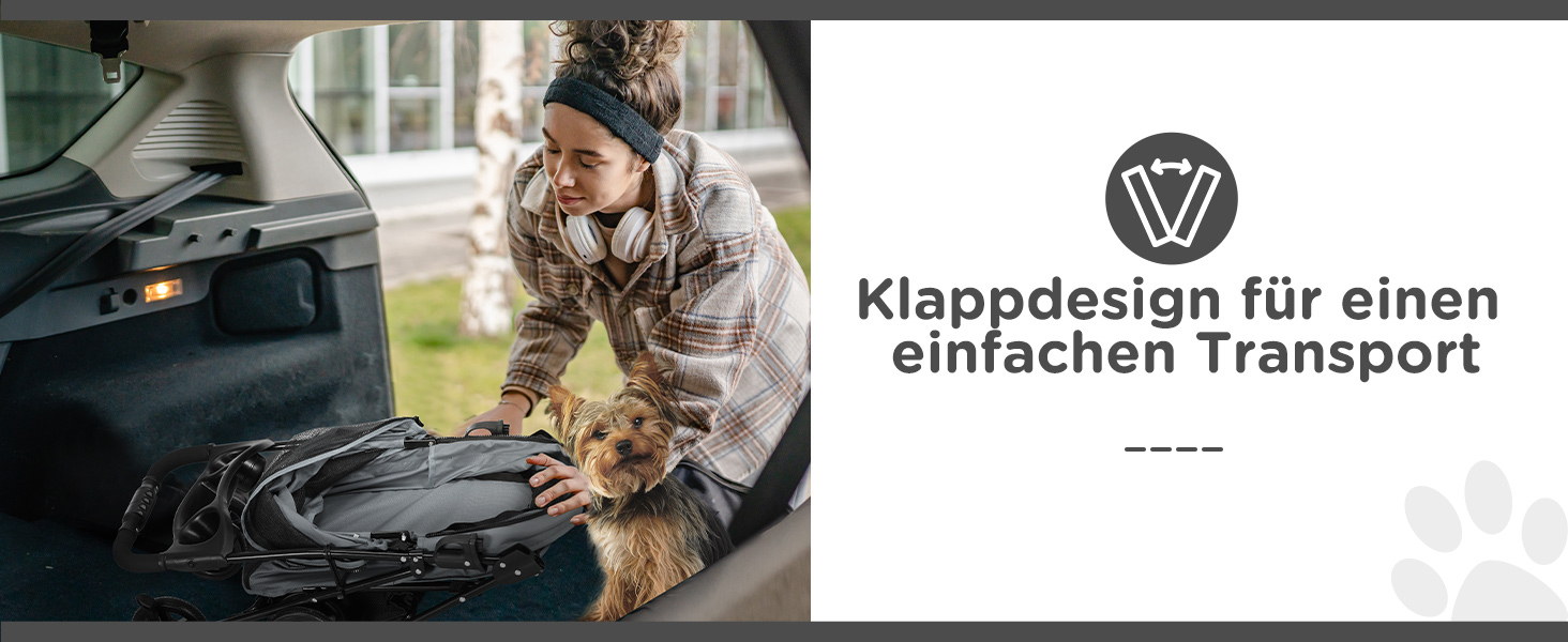 Візок для собак PawHut: зручний та компактний бугі для маленьких собак та котів. Сірий, 67 x 45 x 96 см