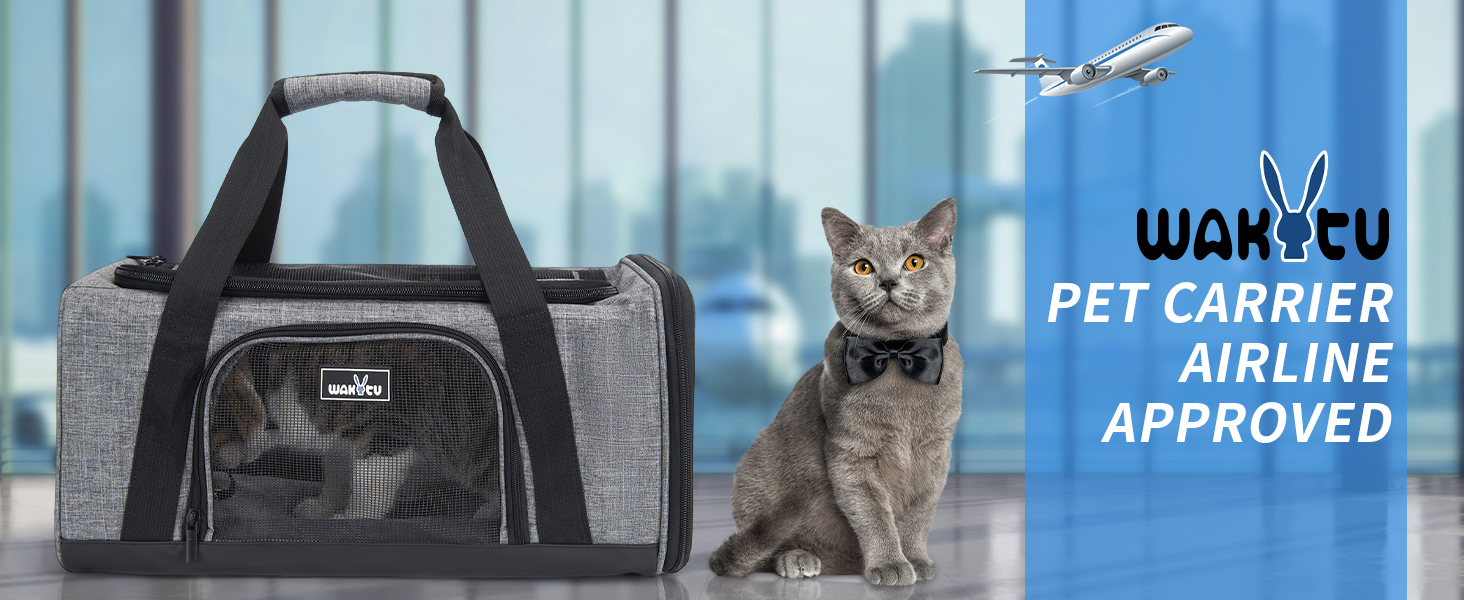 Транспортна переноска для кота та собаки Wakytu, сіра, 45 x 28 x 28 см