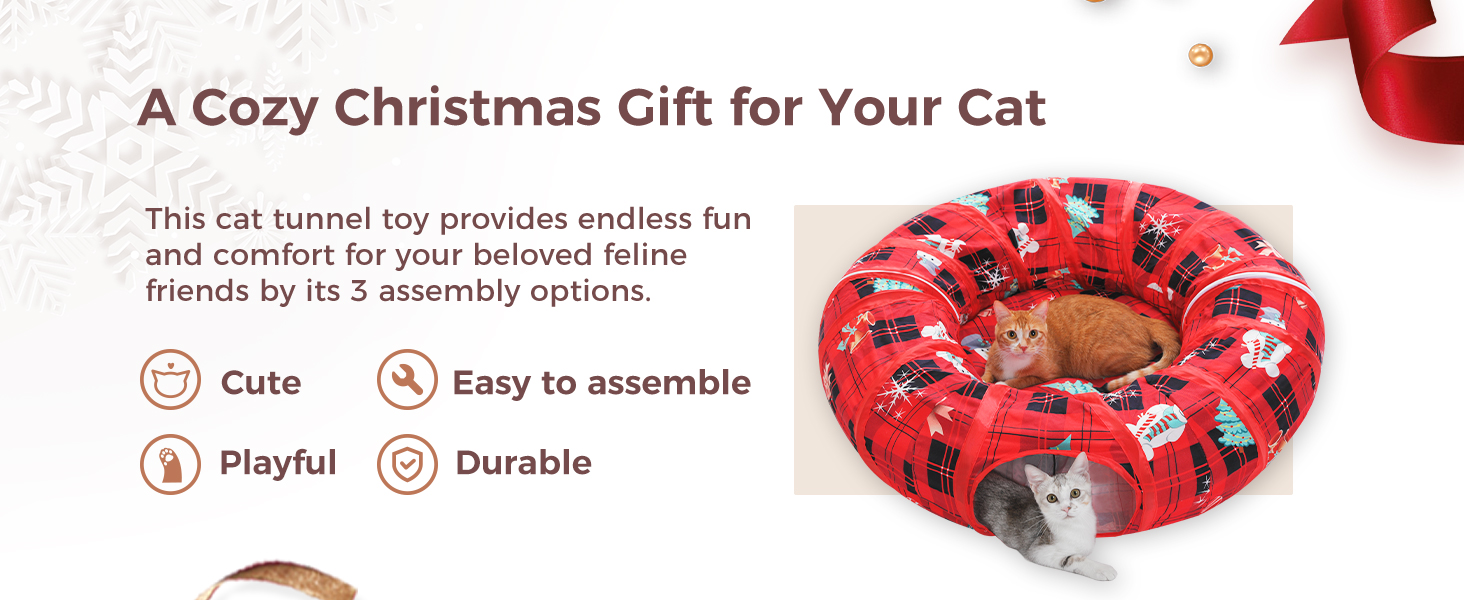 Туннель-лежанка для котів PAWZ Road з м'якою центральною матрацом та іграшками, сірий, для котів, кроликів та цуценят