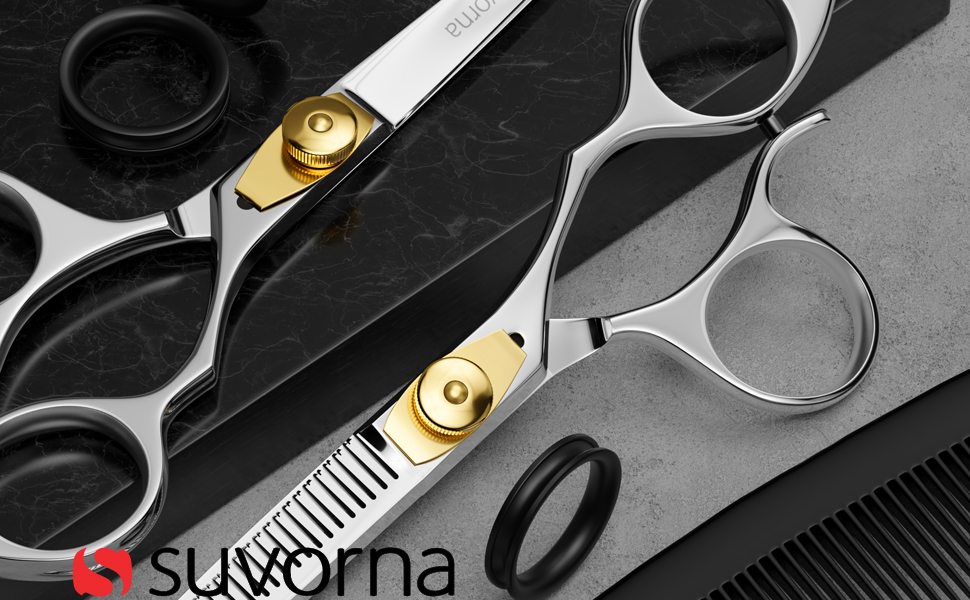 Набір професійних перукарських ножиць Suvorna 5.5 дюймів (2 шт.) - ножиці для стрижки волосся, ножиці для вирівнювання, для салонного використання (жіночі/чоловічі)