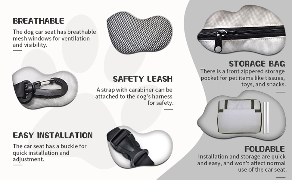 Автомобільний лежак для собак, міцний, з оксфордської тканини, дихаючий, з можливістю прання, складаний, сірий, 40x32x24 см