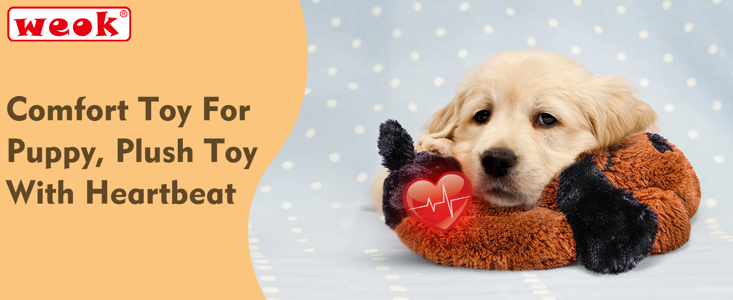 Іграшка-сердечко для собак WEOK - комфортне м'яке ліжко для зняття тривоги, заспокійлива допомога, допомога зі сном, для середніх собак (колір коричневий)