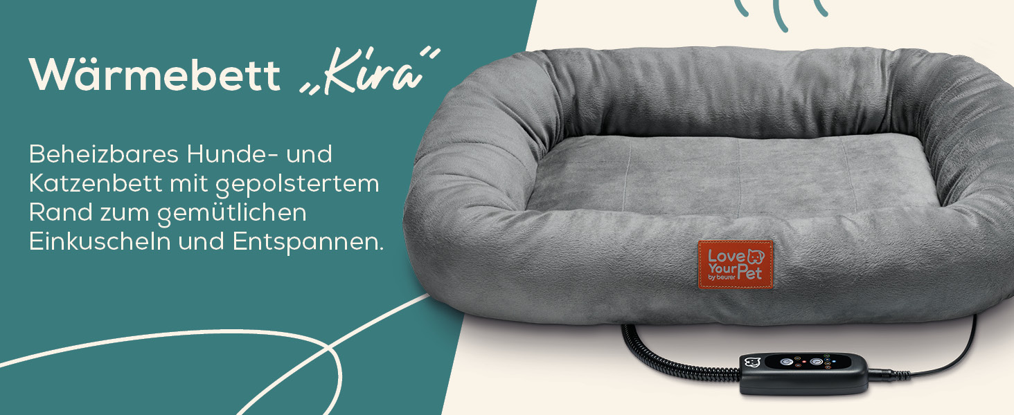 Електричне грілка-лежанка Beurer Kira для собак та котів, 58 x 50 см. З таймером, водонепроникна, стійка до подряпин, миється при 30°C