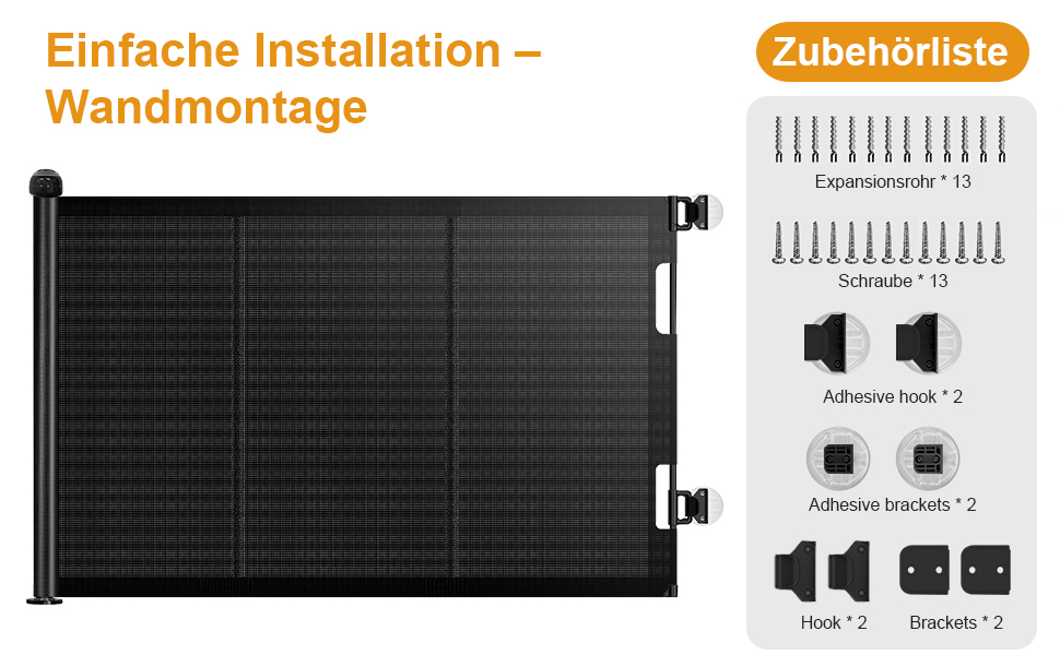 Захист для сходів з замком, розтяжний захист для дітей та собак, ширина 150 см, висота 83 см (140 см/білий, без свердління, автоматичний замок)