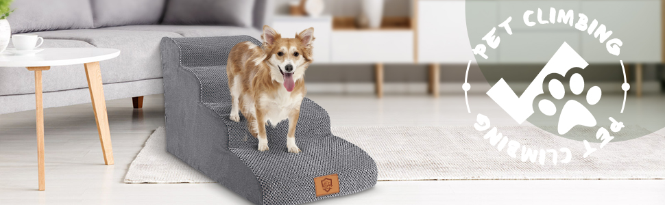 Сходинка для собак Thihome: 4 сходинки з піни, водонепроникний чохол, для маленьких собак та котів, під софу та ліжко
