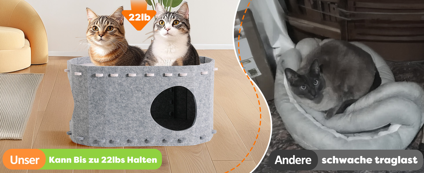 Кігтеточка-будиночок для котів Solview з фетру, сіра, 58x33x30 см