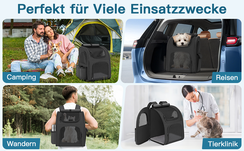 Рюкзак для тварин до 10 кг з сіткою, чорний: зручний та дихаючий для собак та котів