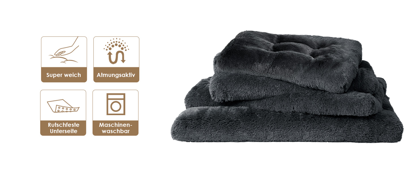 М'яке ліжко для собак EHEYCIGA, великі породи, XXL, 120x90 см, знімний чохол, антиковзаюче, плюшеве, темно-сіре