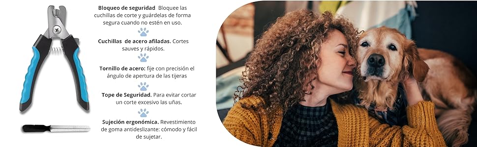 Тример для обрізання кігтів собак, котів та інших домашніх тварин | З пилочкою, лезами з нержавіючої сталі, захистом та чохлом – великий | Для догляду за лапами та кігтями