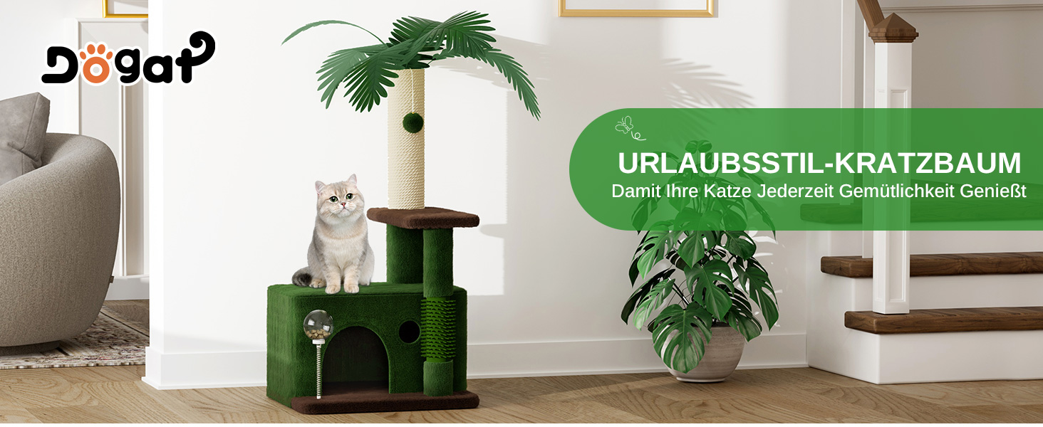 Котячий комплекс Kratzbaum 90 см: кігтеточка, будиночок та іграшки для котів (зелений)