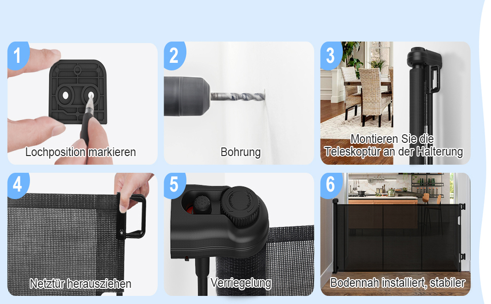 Захист для сходів з замком: розтяжний захист для дітей та собак, 150 см ширина, 83 см висота (300 см)