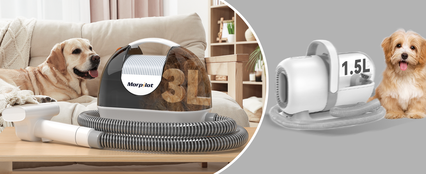 Електрична машинка для стрижки собак Morpilot з пилососом та насадкою-щіткою, 12000Pa, білий колір