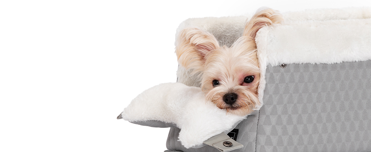 PETSFIT Автокрісло для собак у середню консоль авто, сіре та біле, до 4 кг