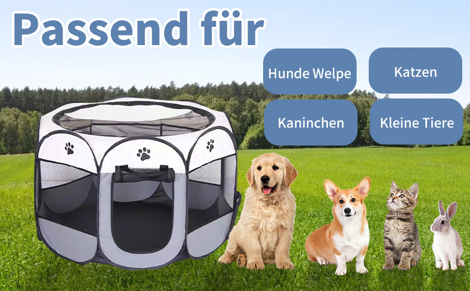 Клітка-вигул для цуценят та котів, сіра, SAC2409035