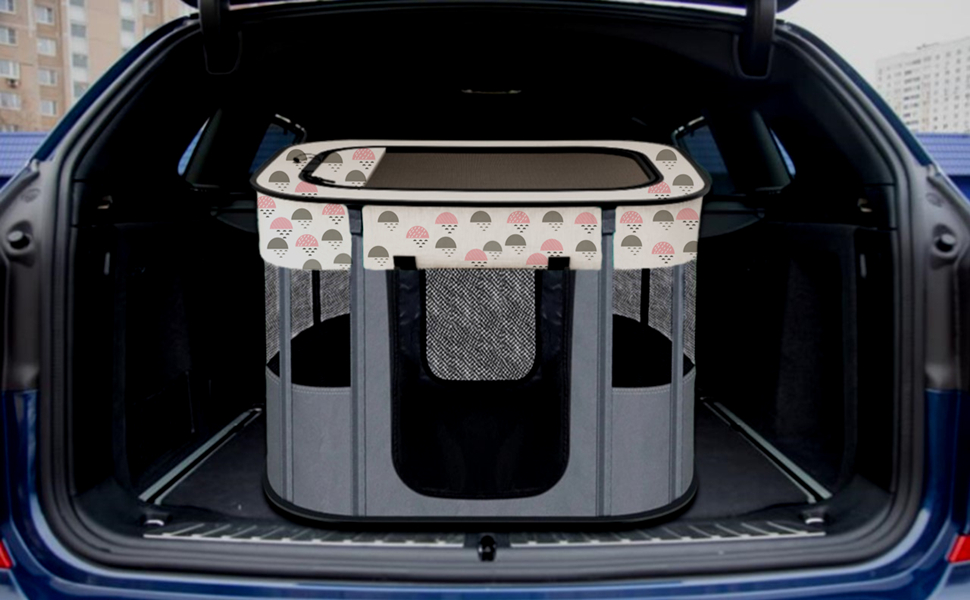 Портативна собача будка Floving, загон для тварин, переносна клітка для котів та цуценят, сіра (80*60 см)